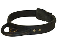 Tac-Black Leather Agitation Collar With Handle for Dalmatian